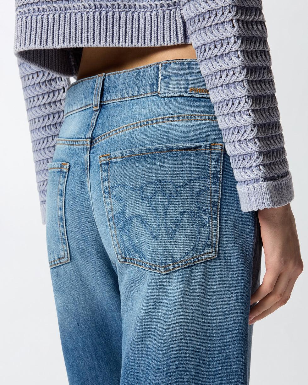 Wanda Jeans wide leg con scoloriture<BR/> 101733A323 PJO PINKO 