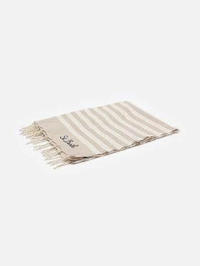Telo mare in cotone Fouta con stampa a righe beige<BR/> FOUT012 02753L MC2 SAINT BARTH 