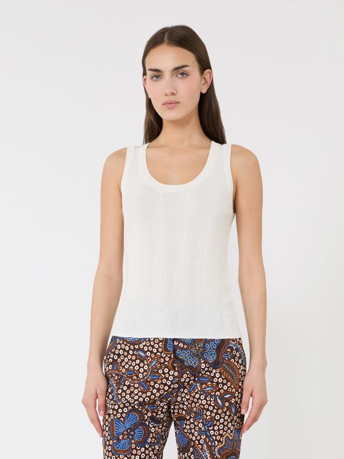 Maglia smanicata in filato di viscosa - BIANCO<BR/> WKDCOSE 001 WEEKEND 