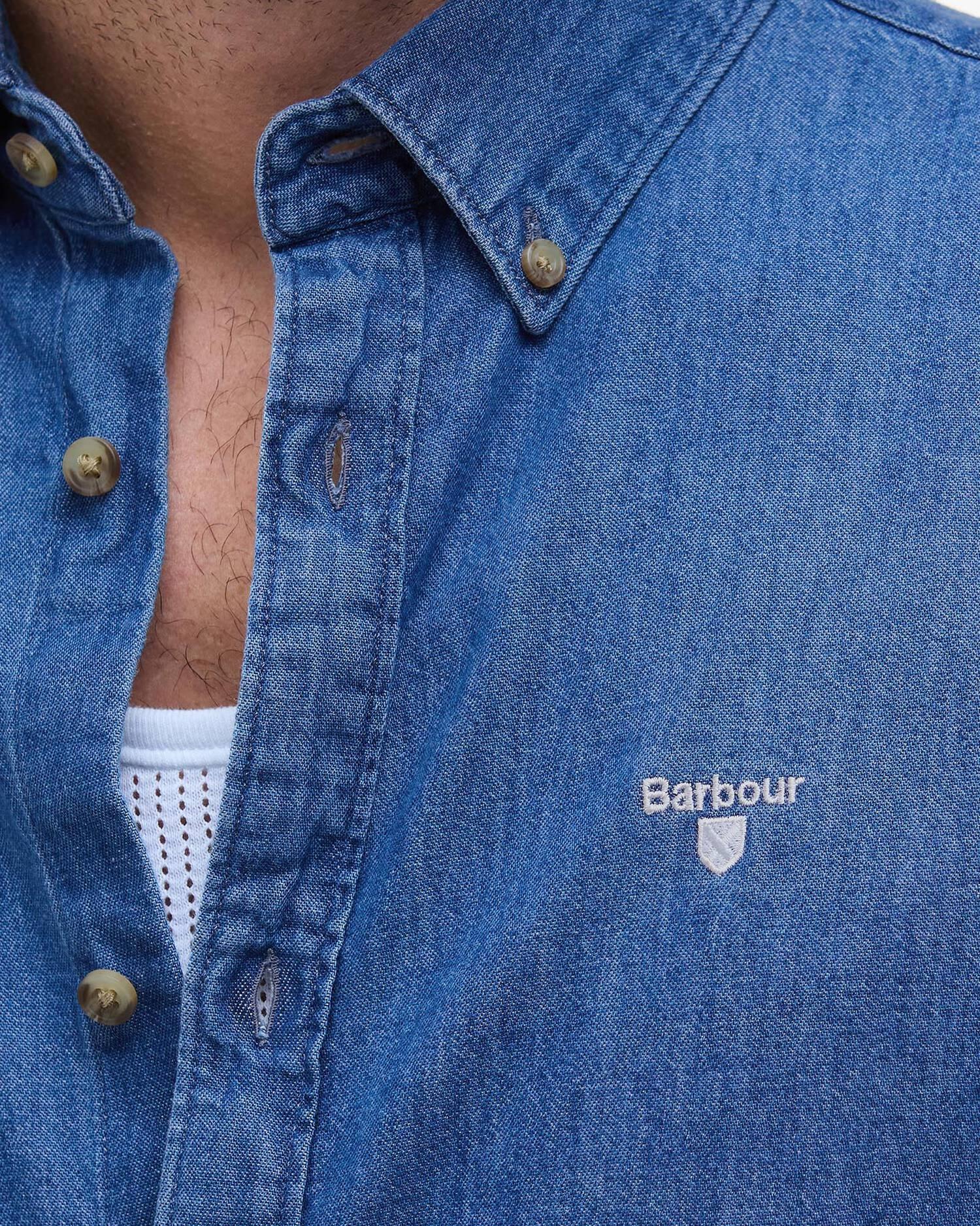 Camicia a maniche lunghe leggermente aderente con stemma in denim<BR/> MSH5588MSH BL15 BARBOUR 