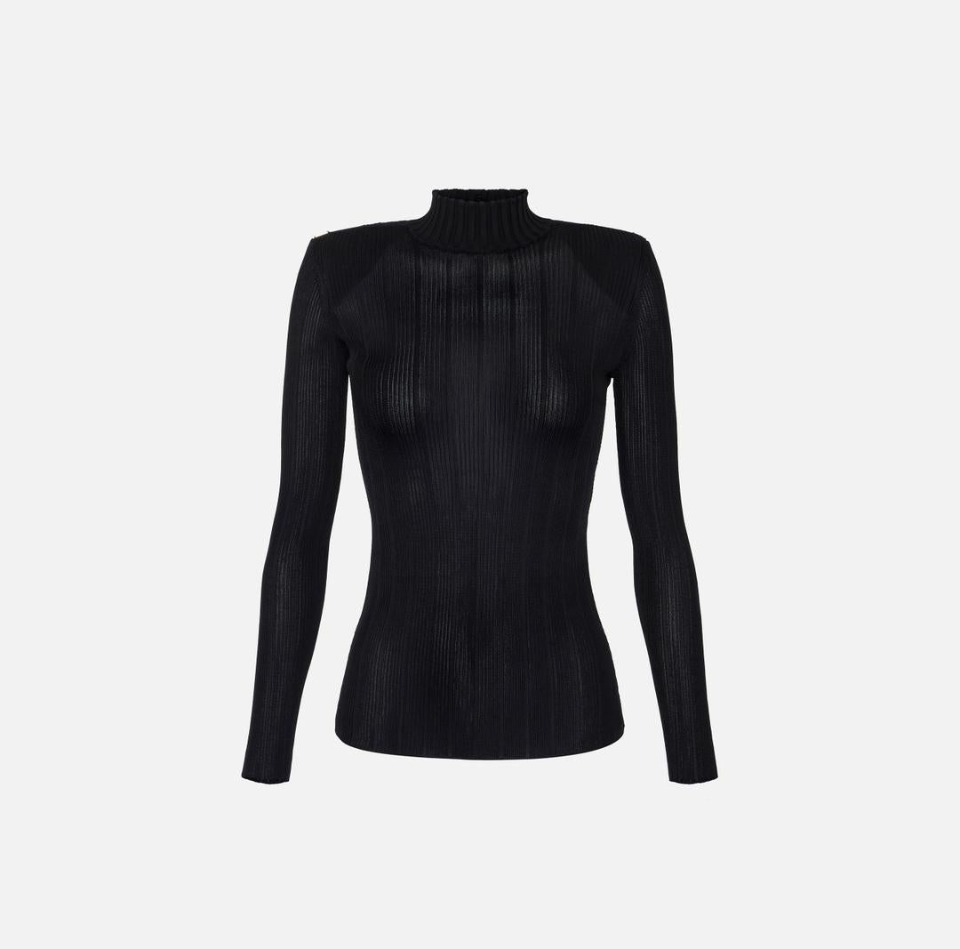 Maglia in filato di viscosa con dettagli logo MK22S56E2 110 ELISABETTA FRANCHI 