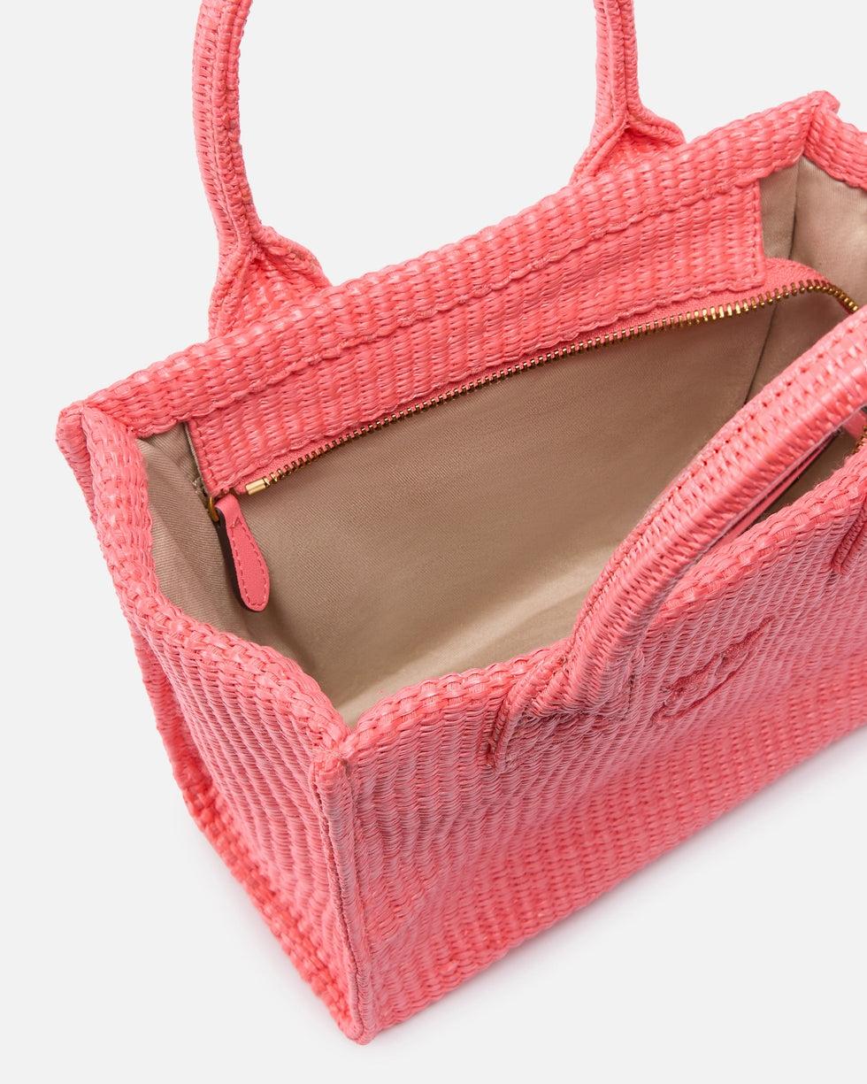 Borsa shopper piccola Beach in rafia con logo Love Birds<BR/> 106832A39Y N17 PINKO 