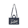 Borsa Phone micro in sangallo blu con logo a contrasto