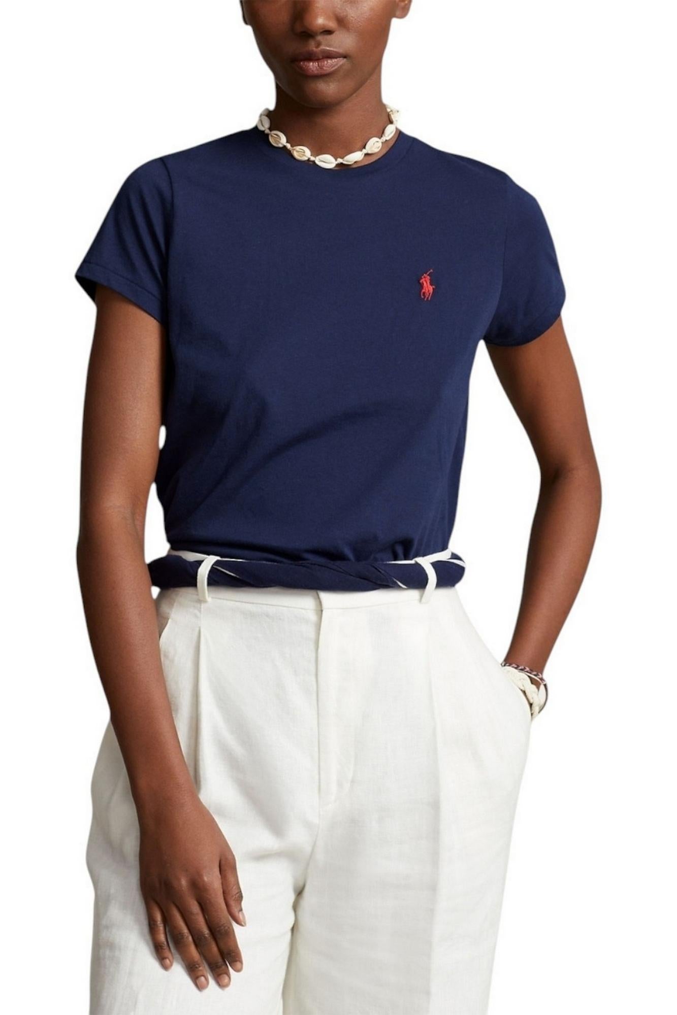 T-shirt donna in cotone classic fit 211B14605 031 RALPH LAUREN 