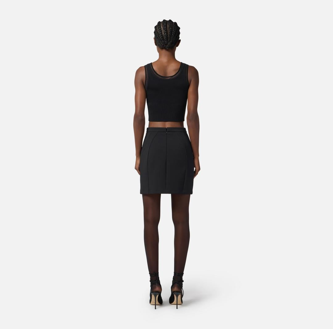 Gonna in doppio crêpe con catena gioiello GO14857E2 110 ELISABETTA FRANCHI 