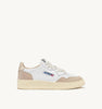 SNEAKERS MEDALIST LOW IN PELLE E SUEDE BIANCA E ORO