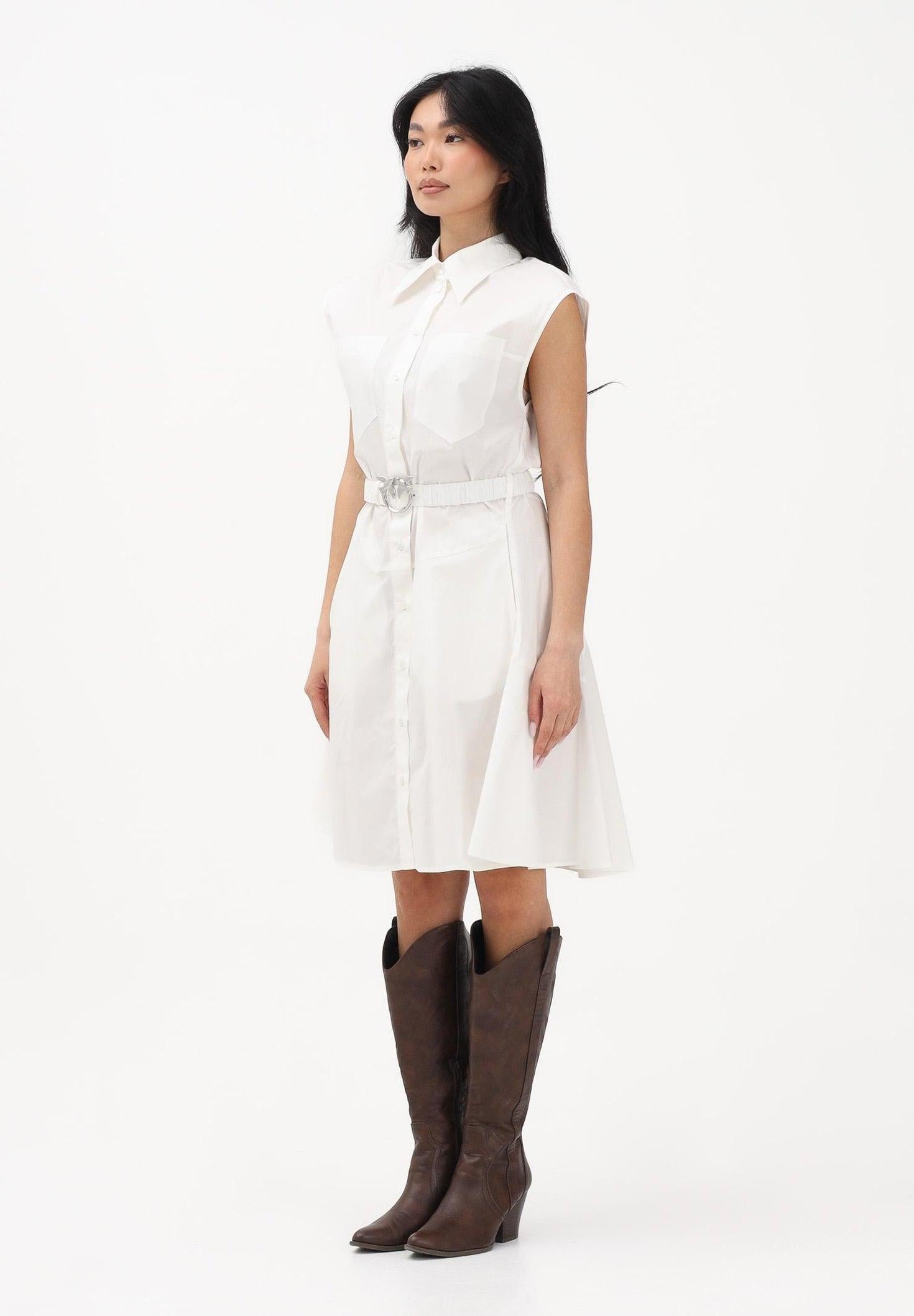 PINKO Abito chemisier bianco da donna con cintura<BR/> 103111A2LD Z05 PINKO 