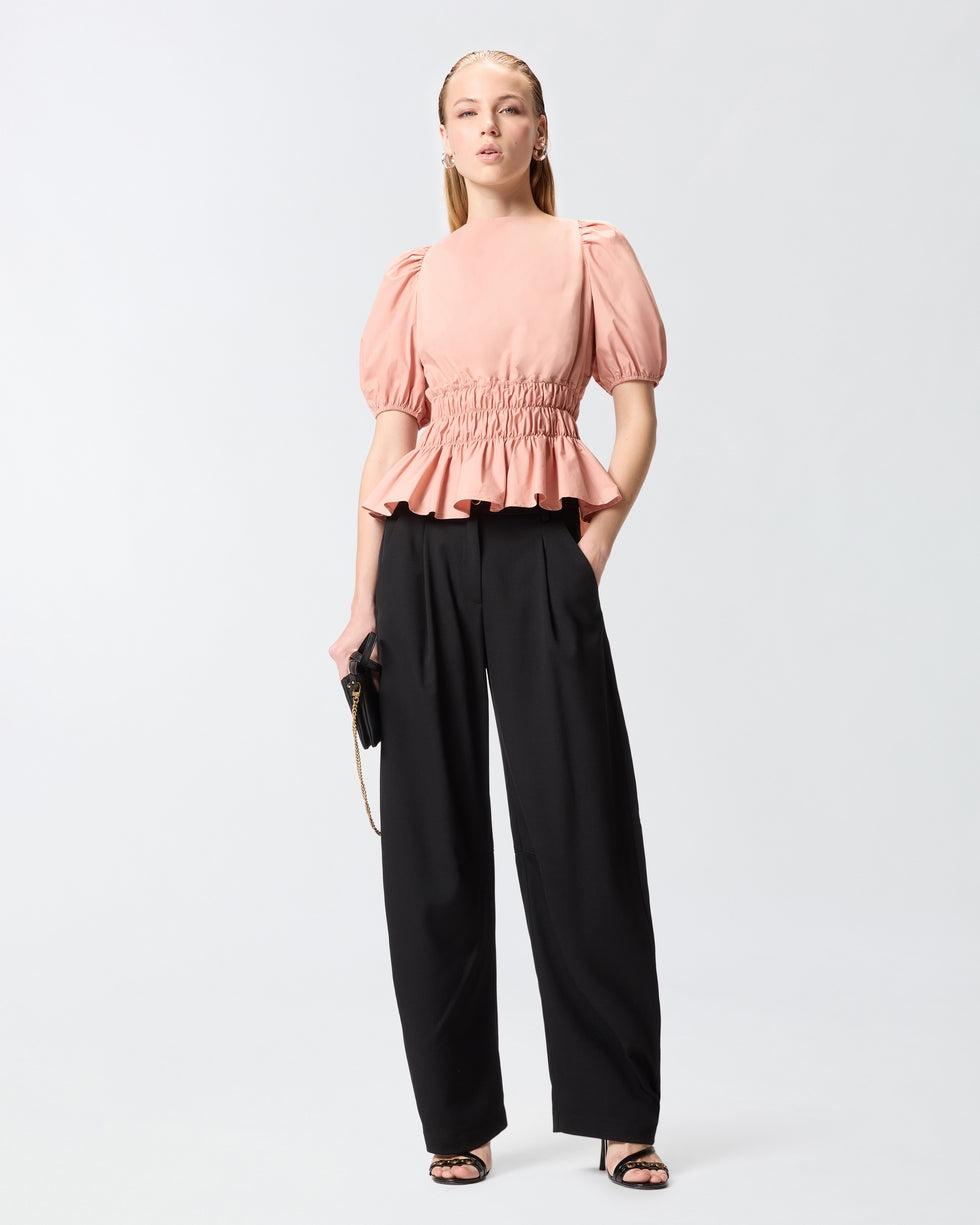 Top cropped con volant e schiena scoperta<BR/> 106525A35Q P92 PINKO 
