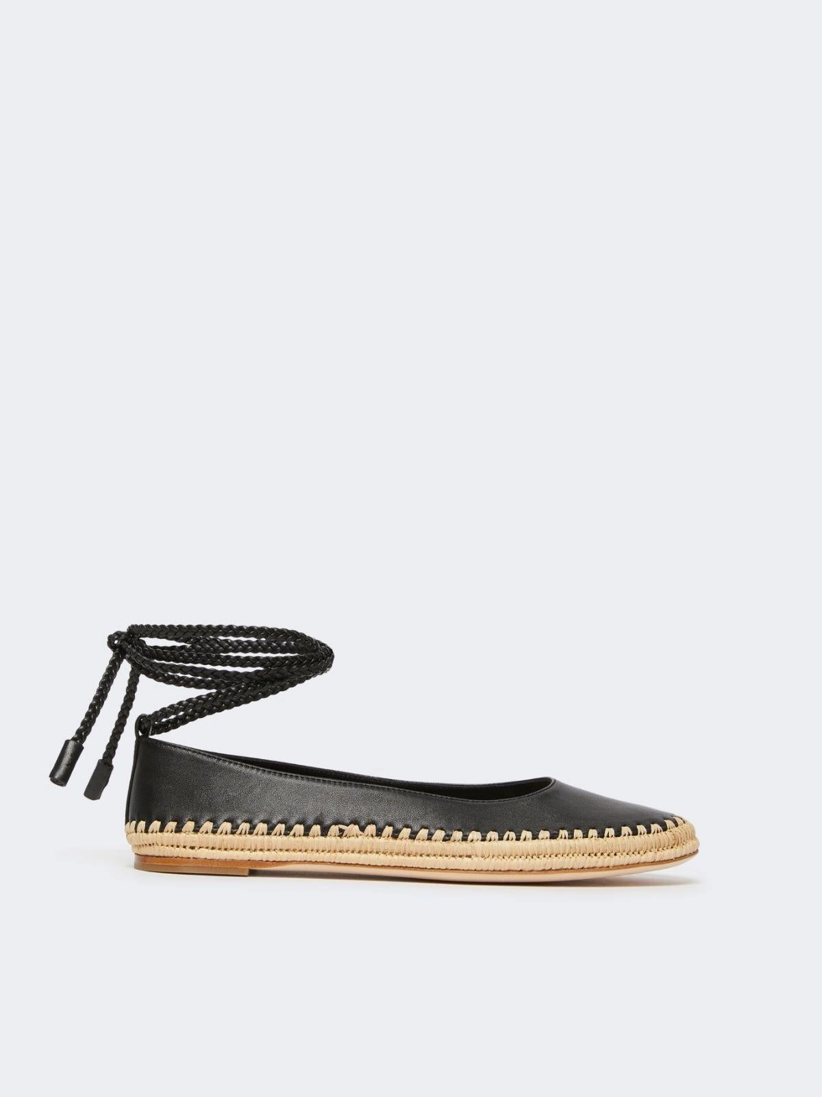 Ballerine in nappa e rafia - Nero<BR/> MXASTALLO 002 WEEKEND 