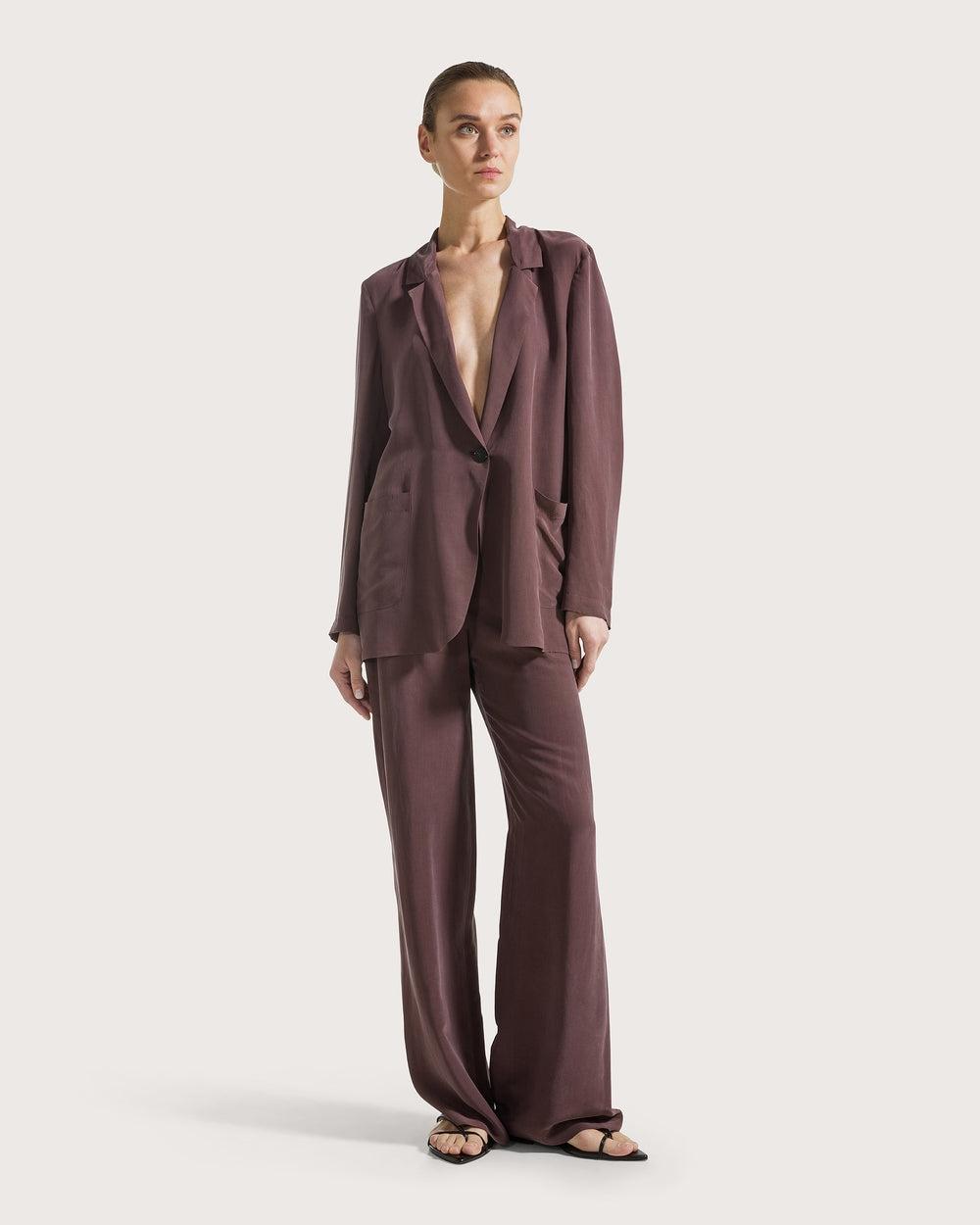 Pantalone lungo relax fit elasticato in viscosa seta lavata<BR/> PT1173460239 240 SEVENTY 
