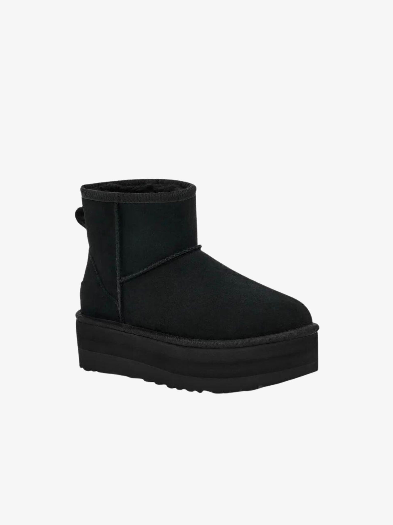 Scarpe donna Classic mini platform in pelle scamosciata 1134991 BLK UGG 
