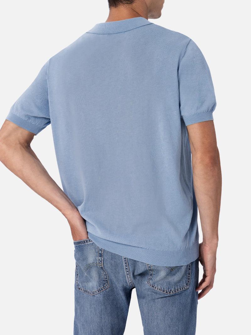 Polo da uomo in maglia azzurra Sloan SLO0001 00110H MC2 SAINT BARTH 