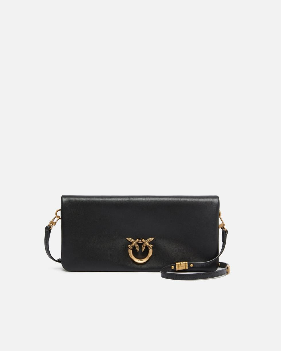 Pochette a tracolla media Love Bag Click Soft Horizontal in pelle<BR/> 106022A0QO Z99Q PINKO 