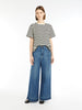 T-shirt donna girocollo in jersey di cotone a righe