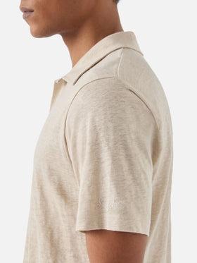 Polo Fraser in puro lino beige<BR/> FRS0001 01139L MC2 SAINT BARTH 