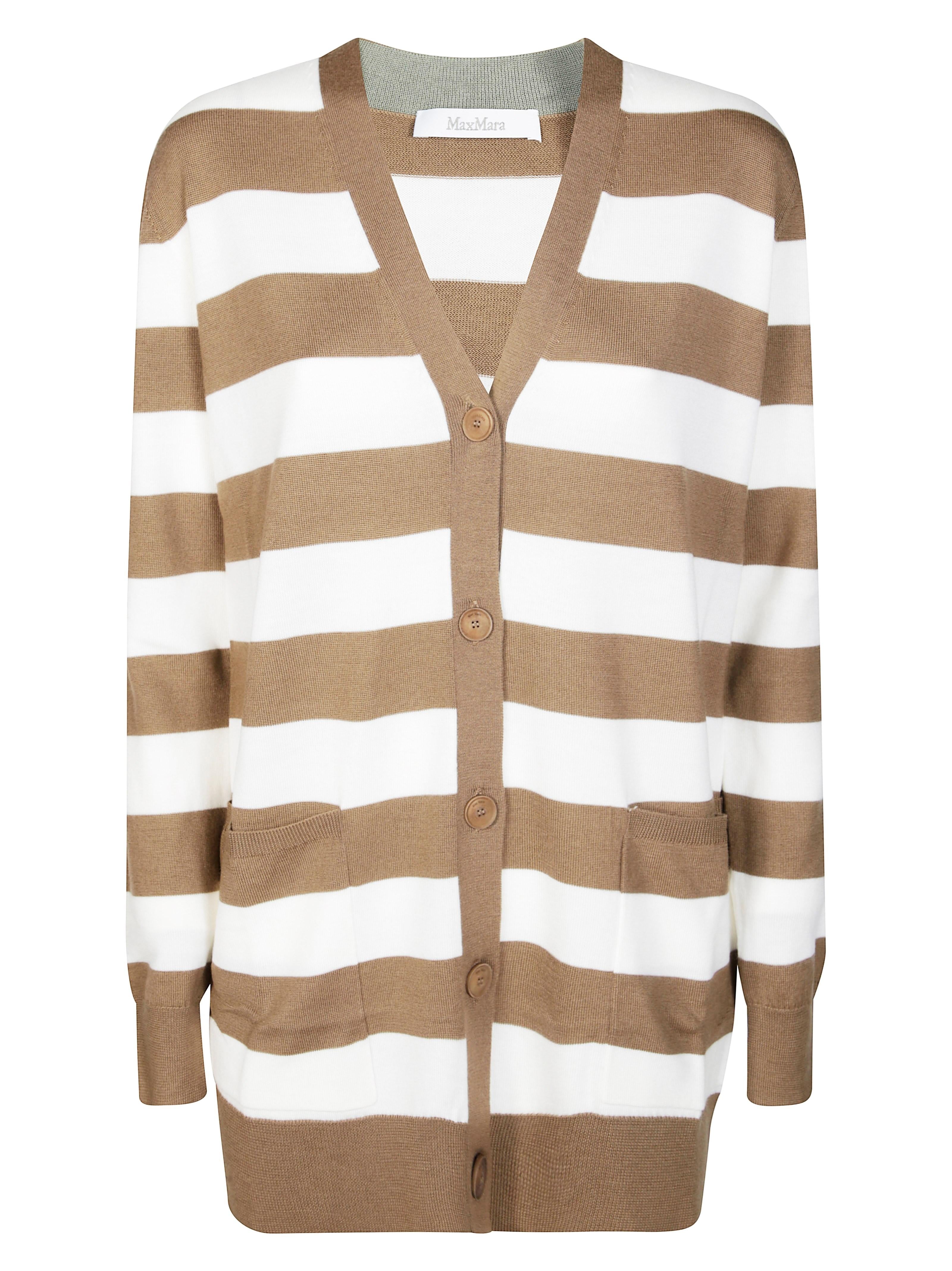 Cardigan a righe fiemme in bianco e cammello FIEMME 009 MAX MARA 