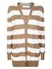 Cardigan a righe fiemme in bianco e cammello