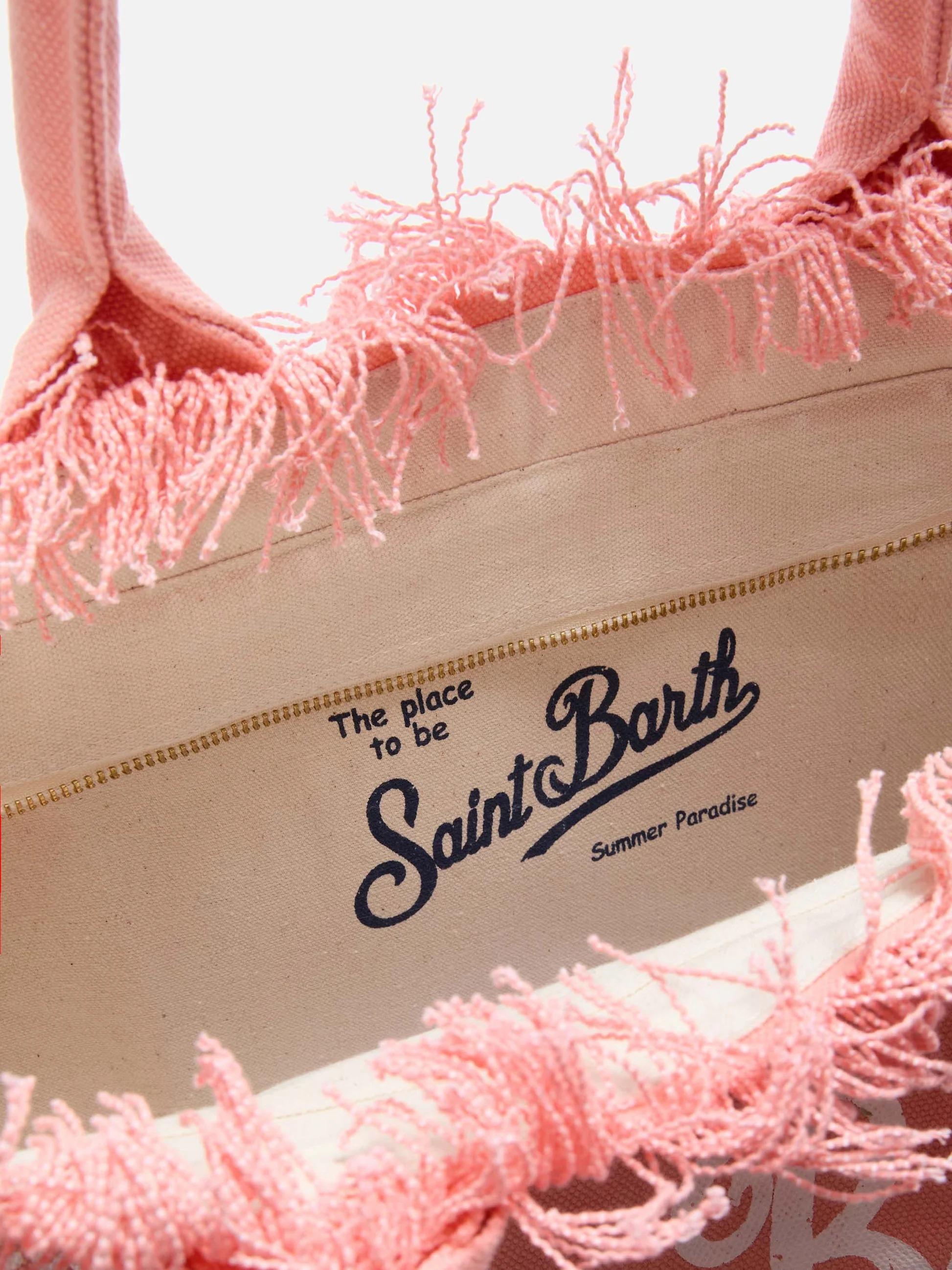 Borsa Vanity regular arancione in canvas con frange<BR/> VANI001 00425L MC2 SAINT BARTH 