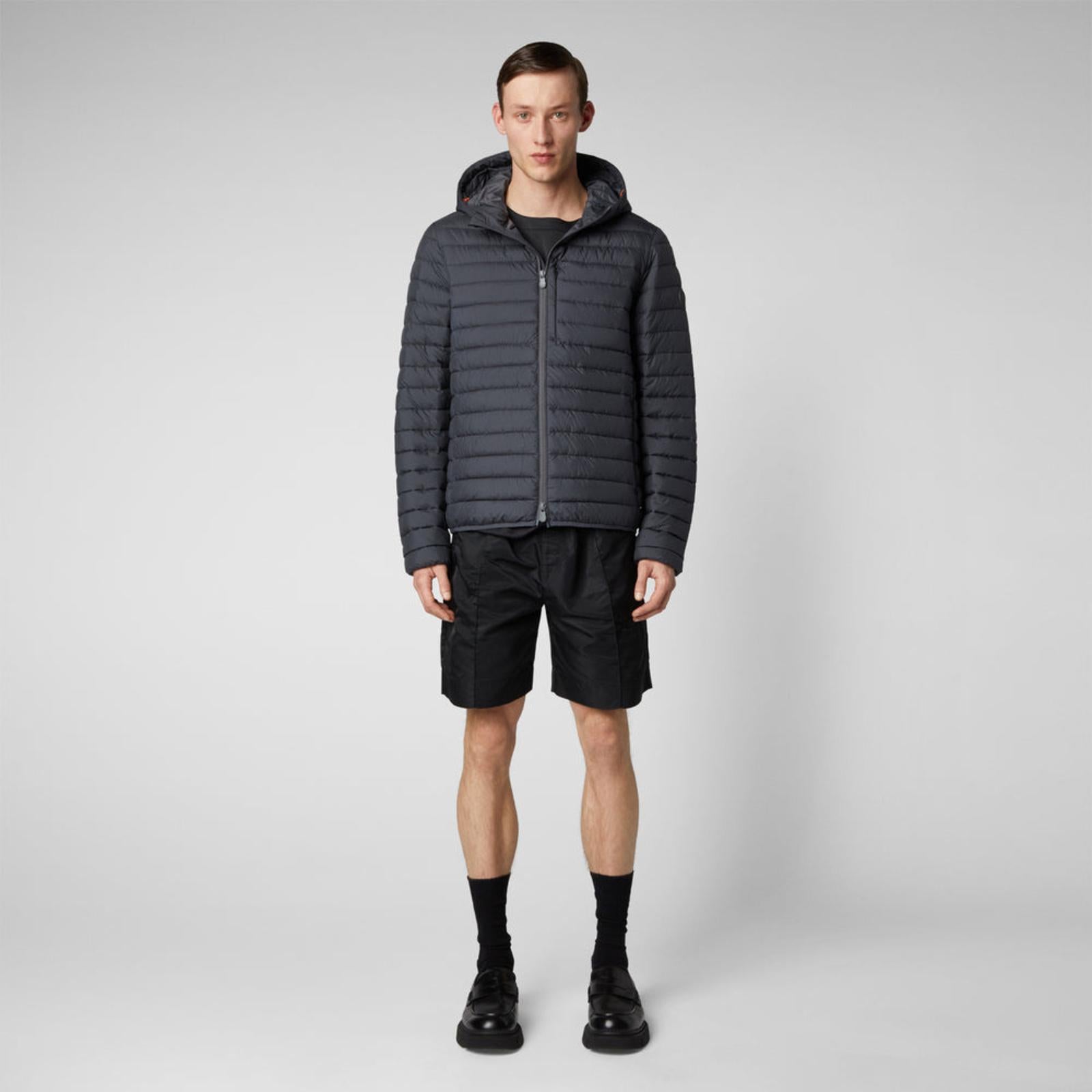 Piumino uomo in poliestere imbottito con cappuccio D31273M 10017 SAVE THE DUCK 