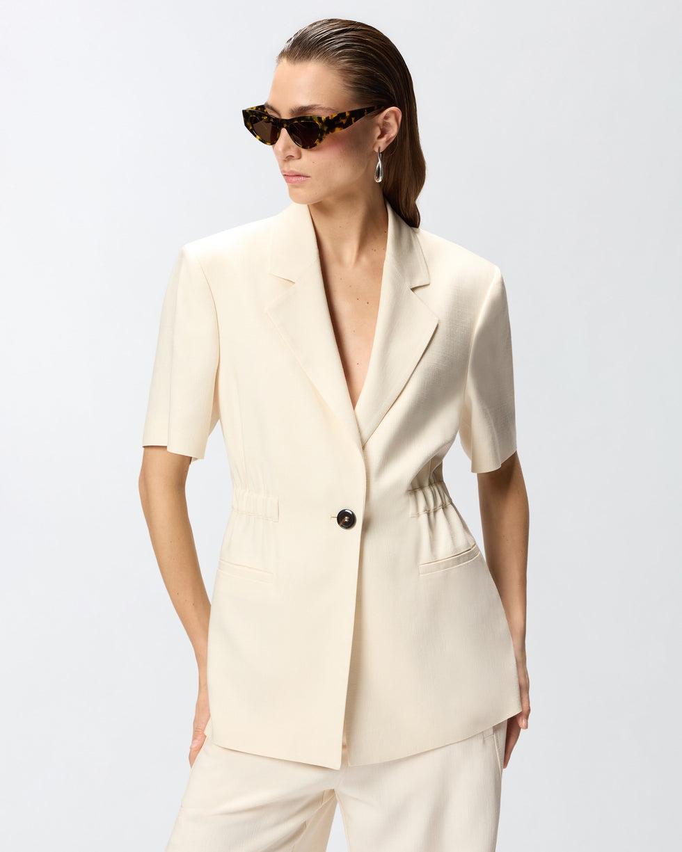 Giacca a maniche corte con vita elasticizzata<BR/> 106912A2W6 C00 PINKO 