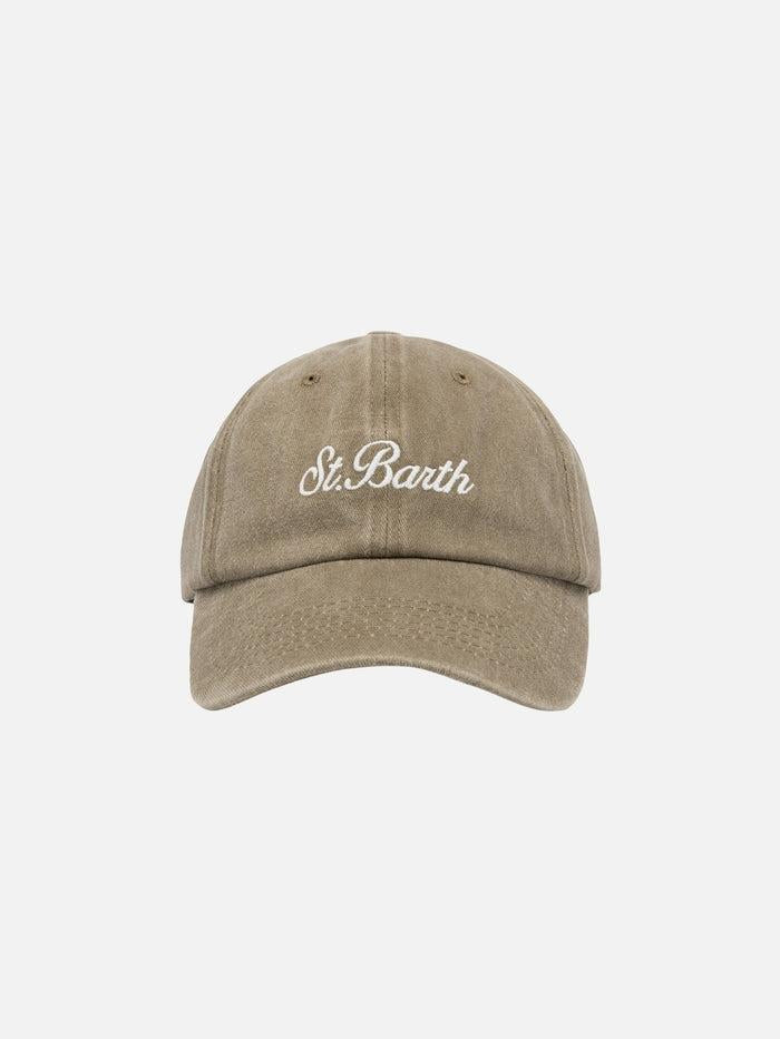 Cappellino Davis in denim beige con ricamo Saint Barth