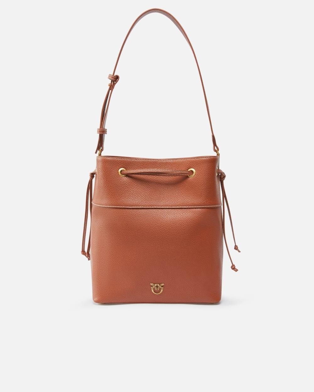 Borsa secchiello in pelle con tracolla