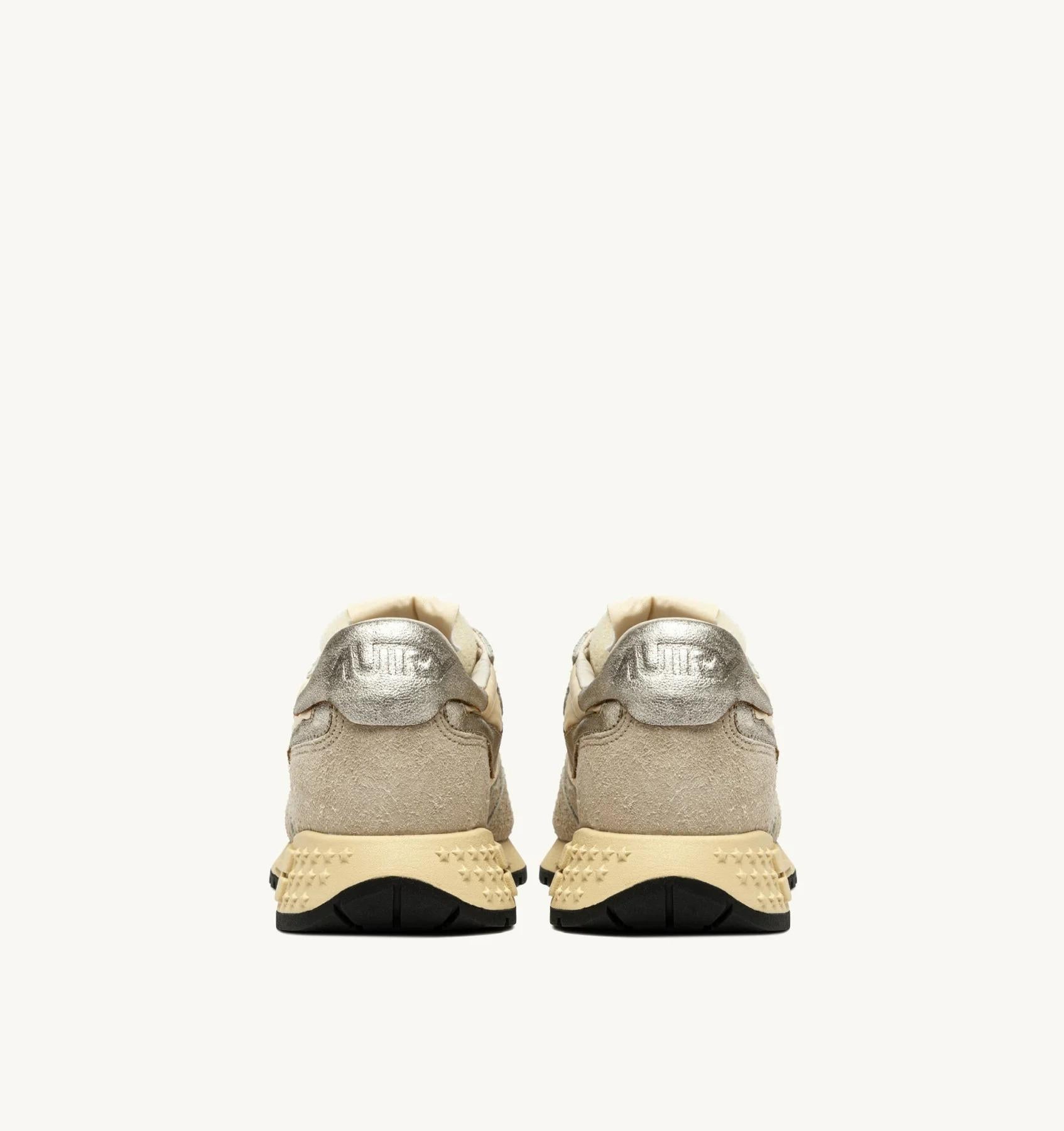SNEAKERS REELWIND LOW IN NYLON SUEDE E PELLE ECRU' E PLATINO<BR/> WWLW UT24 AUTRY ACTION SHOES 