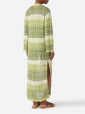 Cardigan lungo Tonia in maglia verde<BR/> TON0001 08303L MC2 SAINT BARTH 