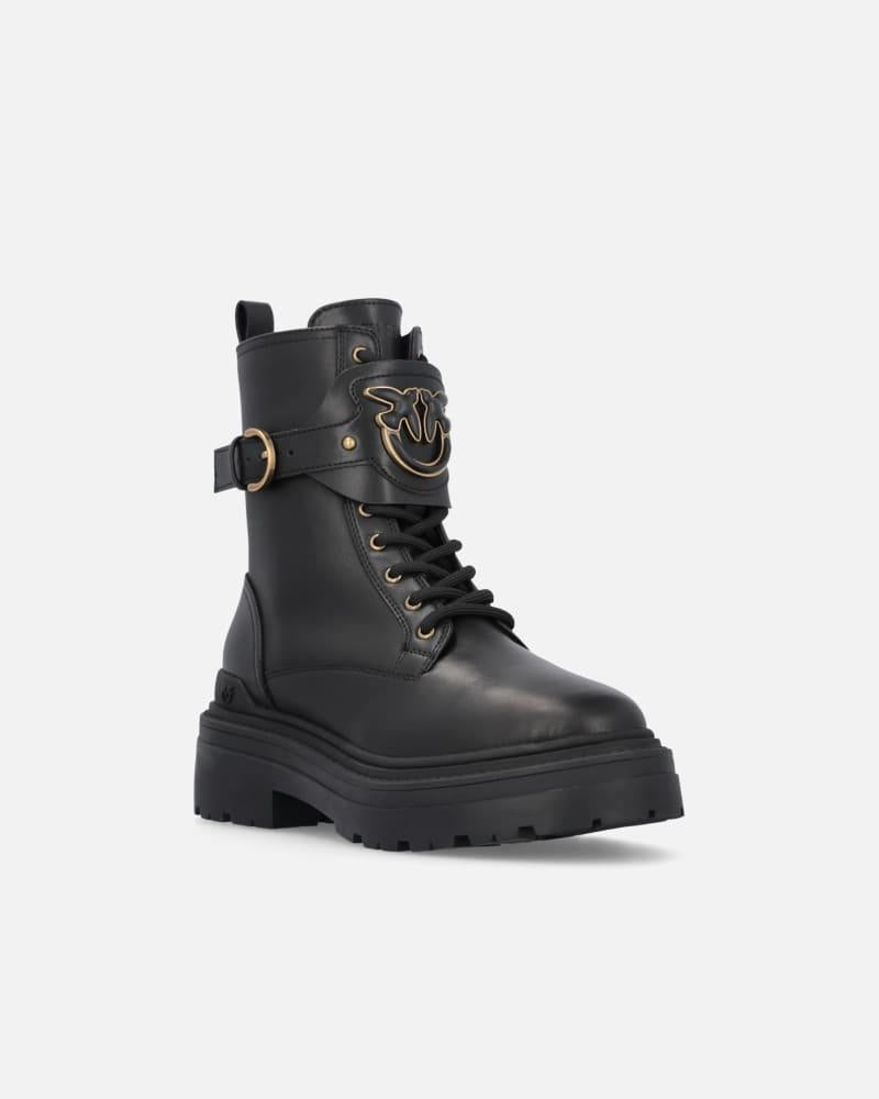 Anfibi in pelle con cinturino logato davanti<BR/><BR/> SD0147P001 Z99 PINKO 
