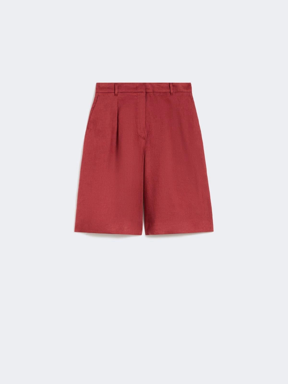Bermuda lungo in tela di lino - Mattone rosso<BR/> MSTCARAVAN 032 MAX MARA STUDIO 