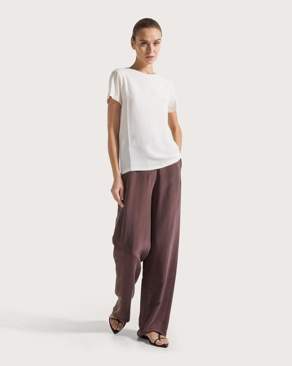 T-shirt girocollo in jersey e crêpe misto seta<BR/> MJ1663890180 006 SEVENTY 