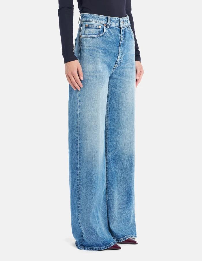 Jeans Beatrix wide leg in denim stretch riciclato<BR/> DP828DSH371LO3 800 DONDUP 