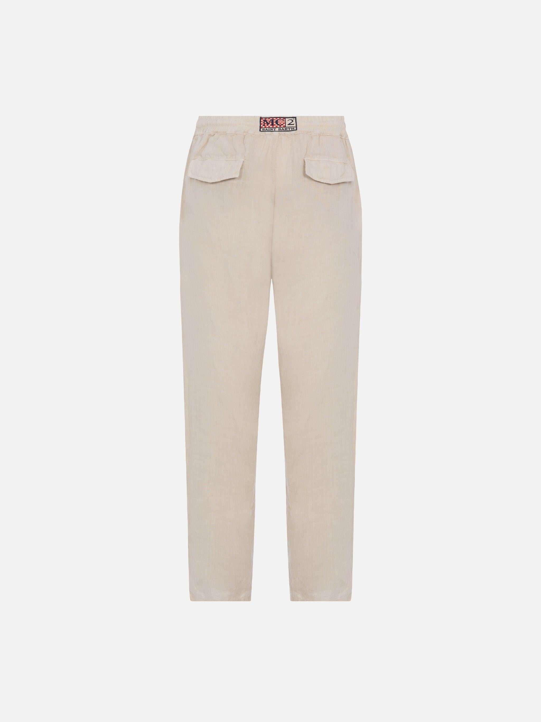 Pantaloni da uomo Calais in lino con coulisse