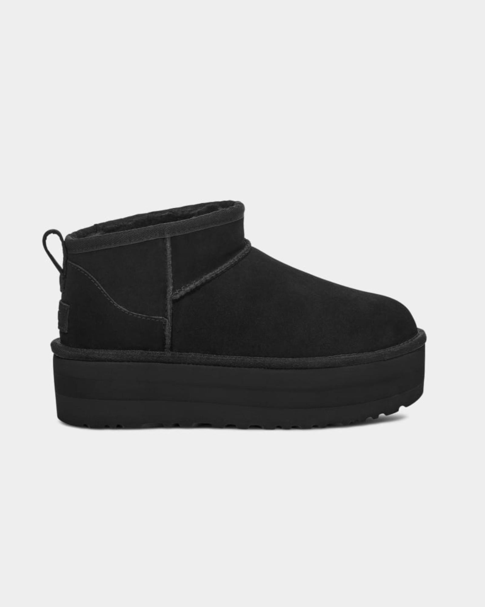 Scarpe donna classic ultra mini platform in pelle scamosciata 1135092 BLK UGG 