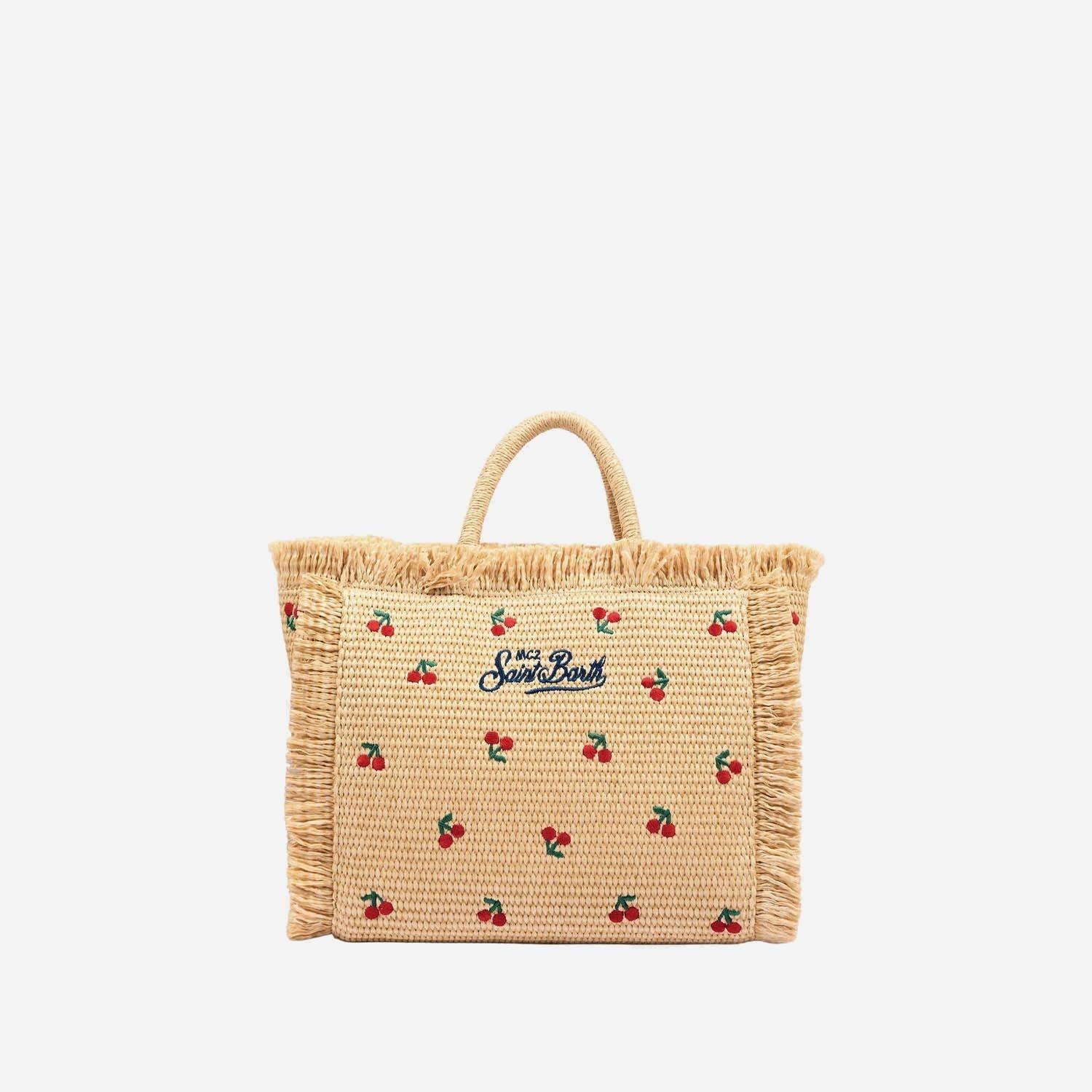 Borsa Mini Vanity effetto paglia con patch cigliege applicato VAMI009 00345L MC2 SAINT BARTH 