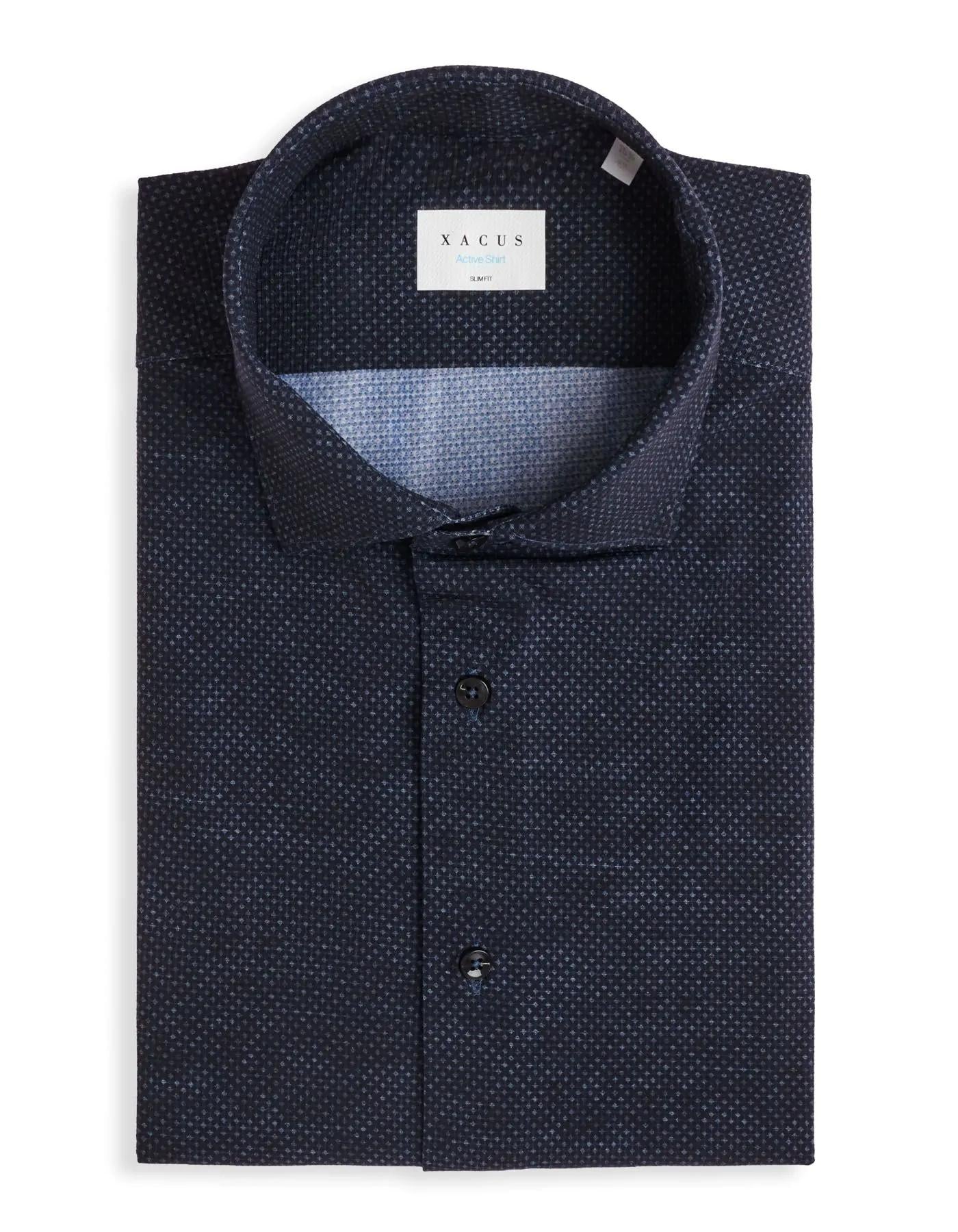 Camicia Collo francese piccolo Fantasia Armaturato Blu scuro<BR/> ACT53191630 004 XACUS 