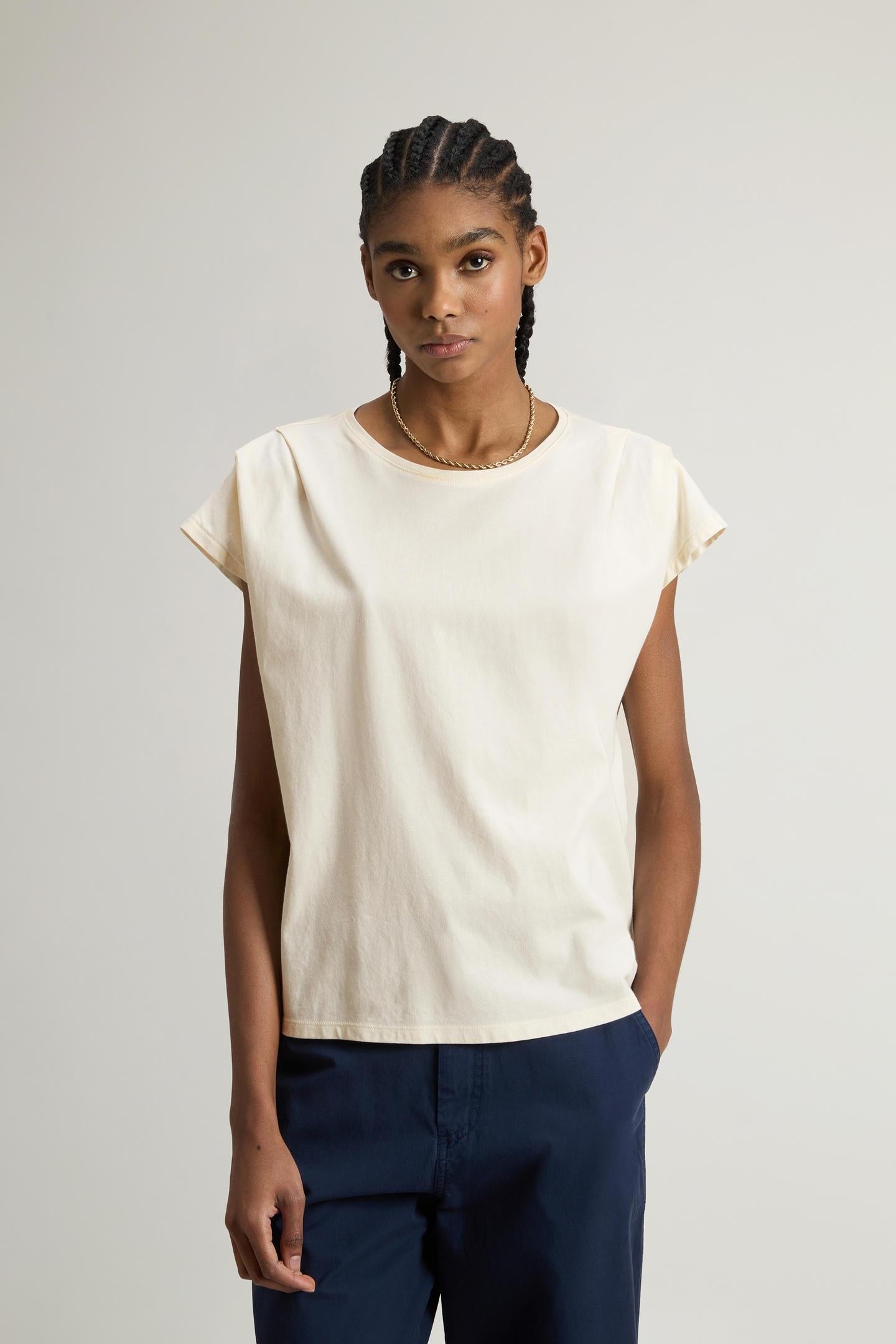 T-shirt girocollo in puro cotone Pima CFWWTE0110FRUT3855 8887 WOOLRICH 