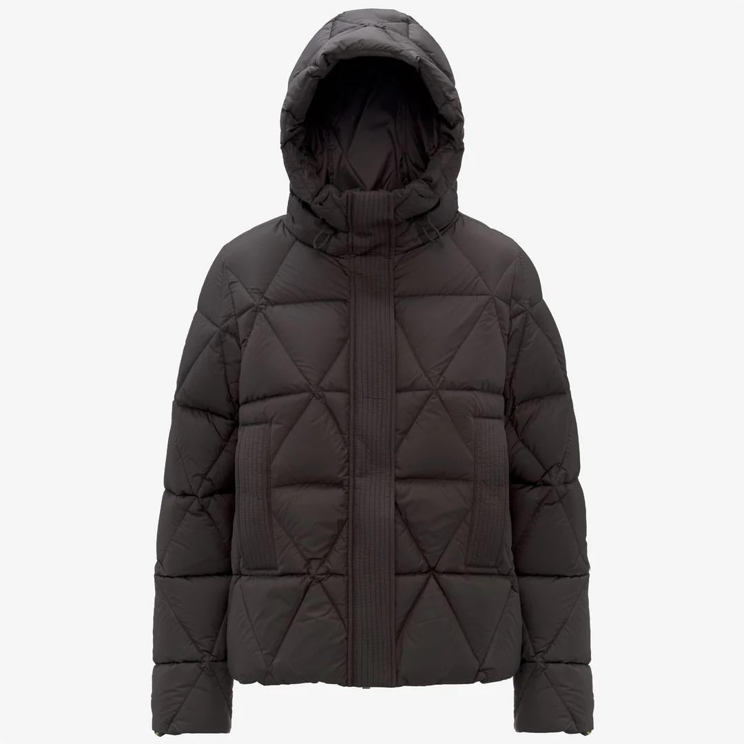 LETHILLE THERMO MICROFIBER<BR/>BLACK OLIVE COMBO<BR/>Piumino corto da donna in oliva nera con isolamento in piuma K7136KW B38 K-WAY 