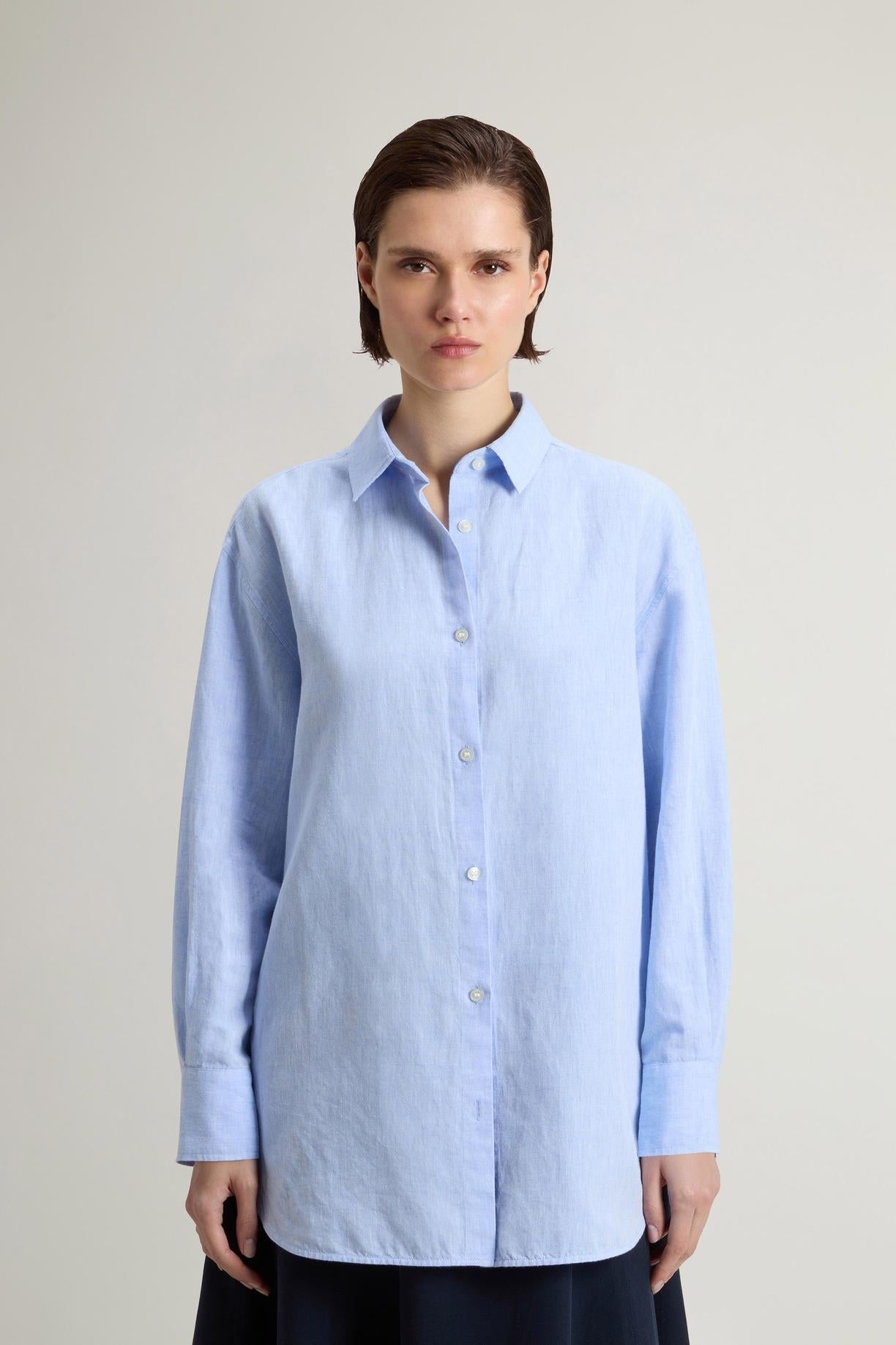 Camicia Boyfriend in misto cotone e lino<BR/> CFWWSI2013FRUT5295 3131 WOOLRICH 