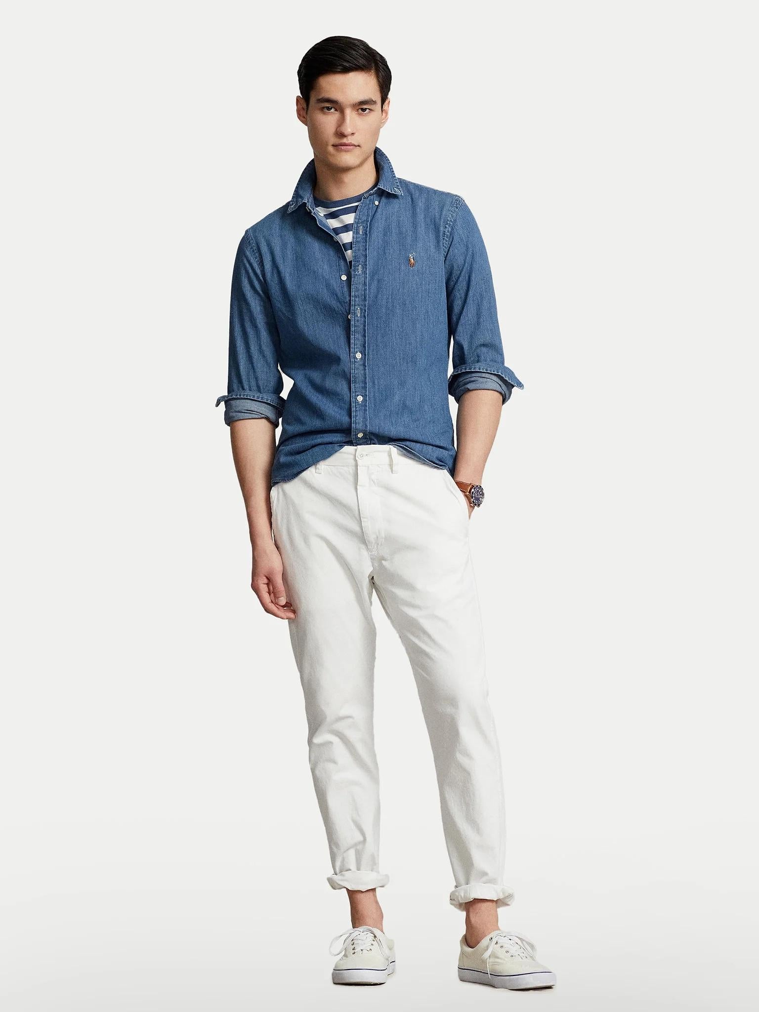 Camicia uomo in denim di puro cotone 710548539 001 RALPH LAUREN 