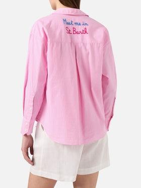 Camicia Cristal in cotone a righe rosa con ricamo Meet Me In Saint Barth<BR/> CYS0001 00810L MC2 SAINT BARTH 
