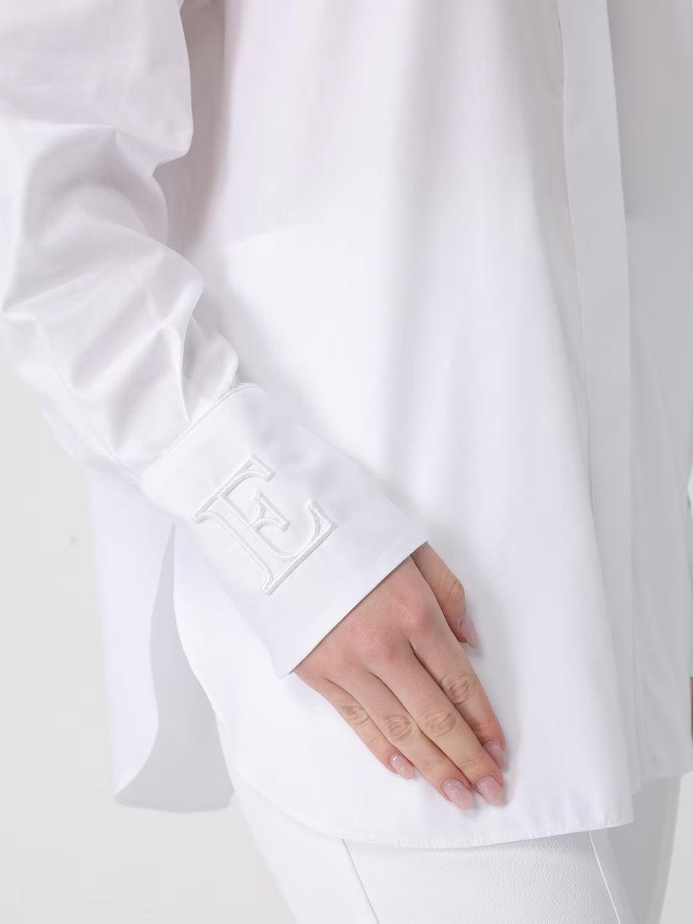 Camicia in cotone con cravatta<BR/> CA15261E2 100 ELISABETTA FRANCHI 