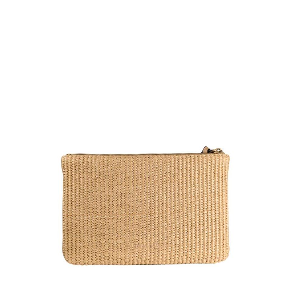 Pochette in rafia con logo Love Birds<BR/> 106763A39Y C24Q PINKO 