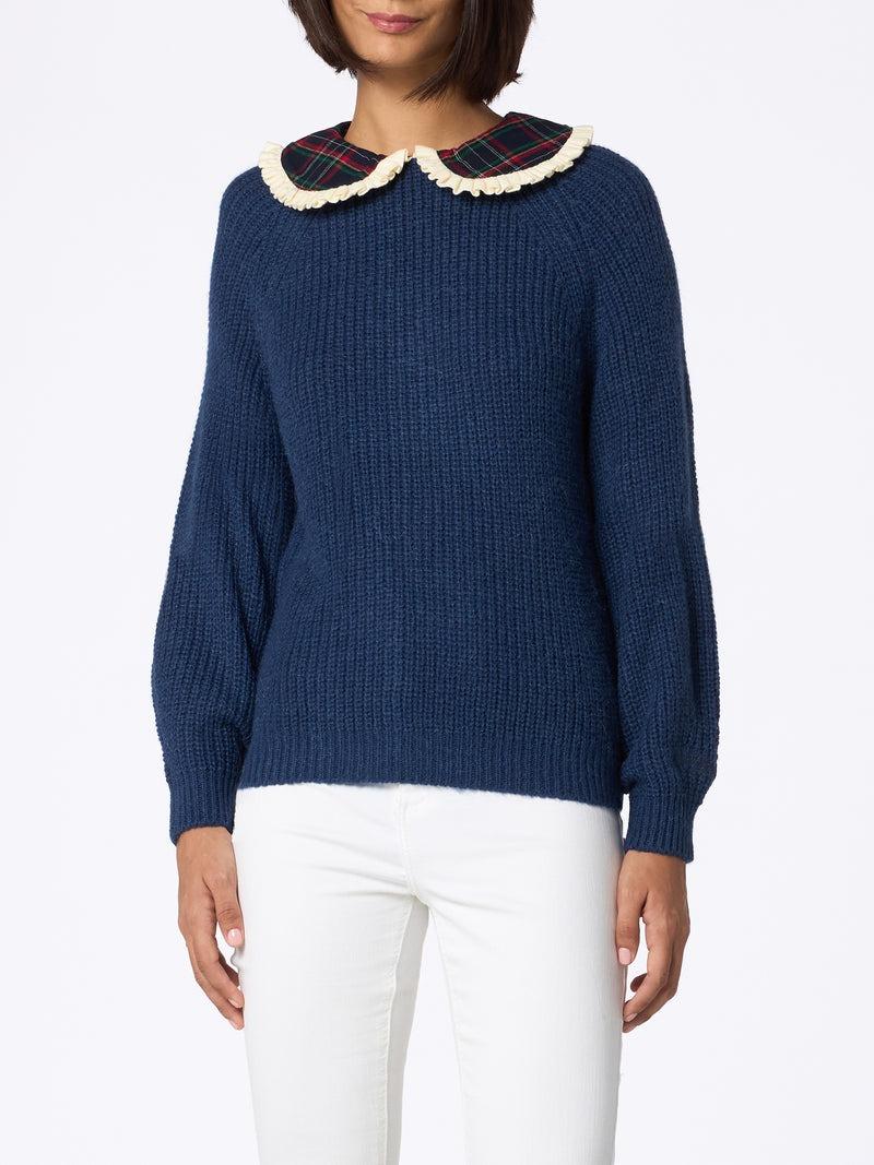 Maglione donna misto lana con bavero