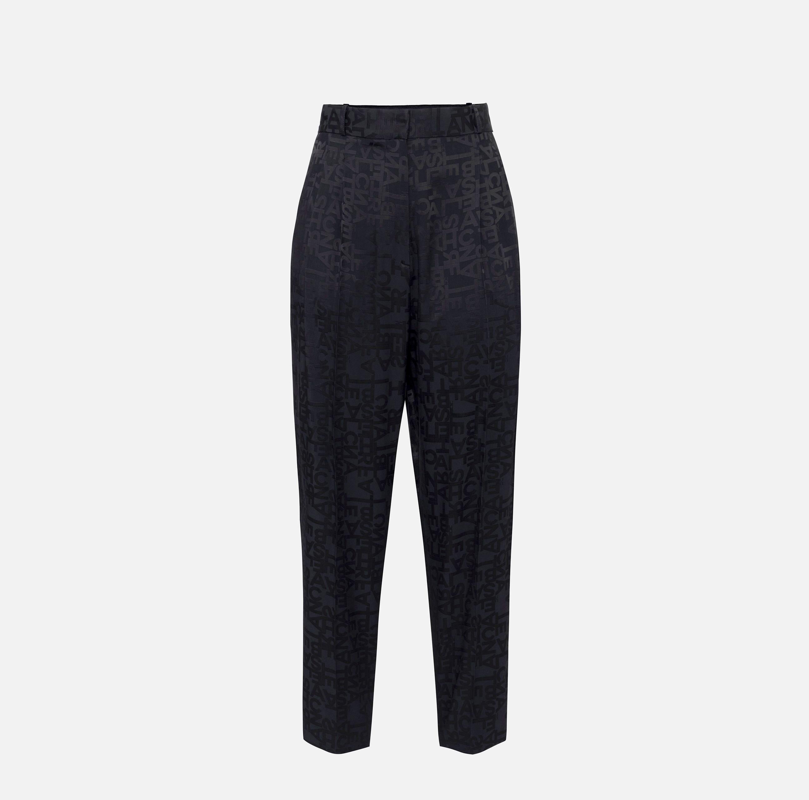 Pantalone dritto in crêpe jaquard lettering