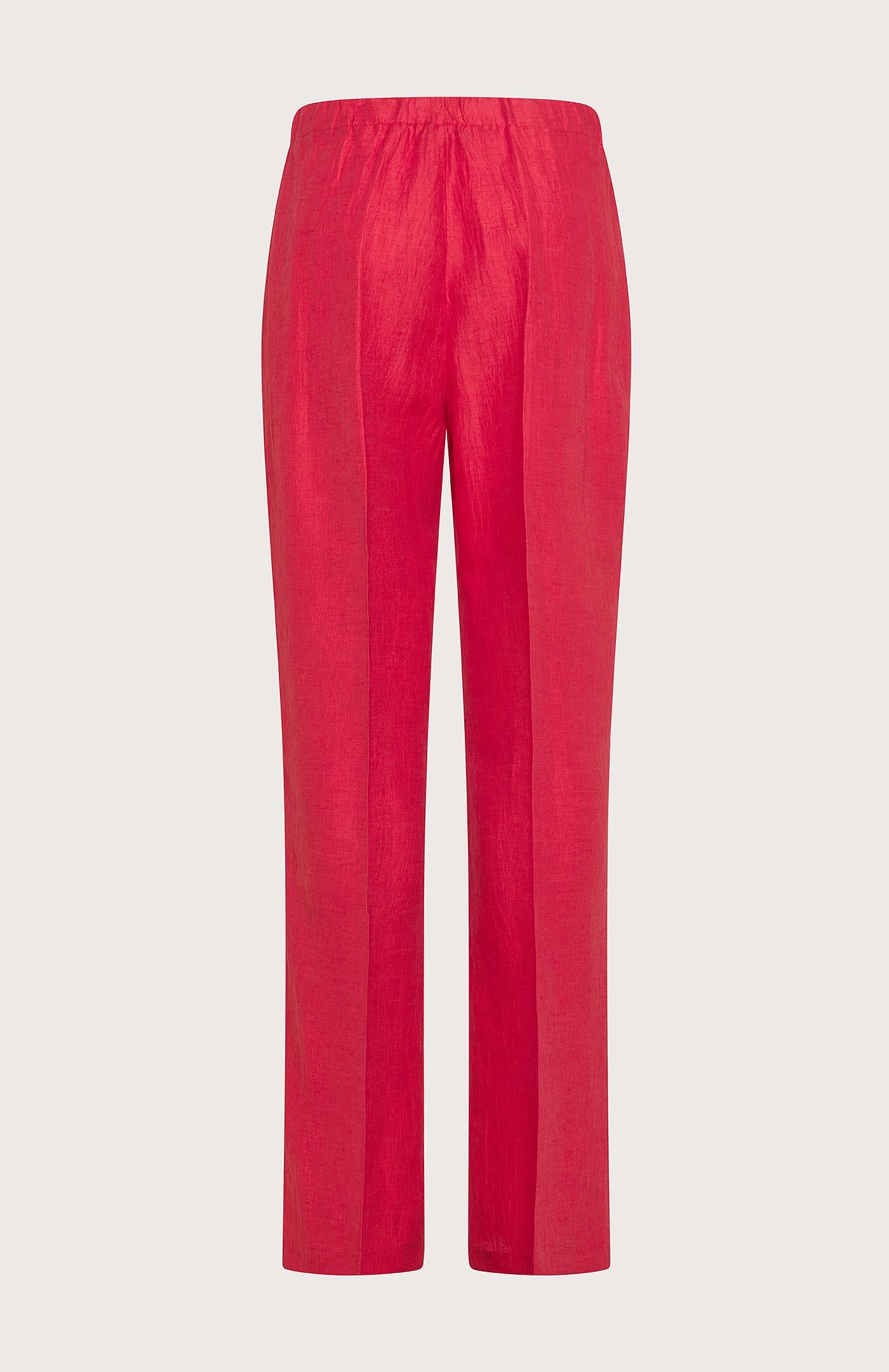 Pantalone donna  in misto lino fiammato crinkle