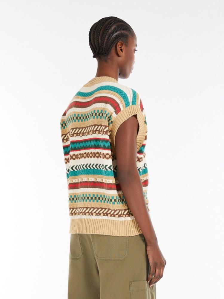 Gilet donna in filato di cotone jacquard VICINO 001 WEEKEND 