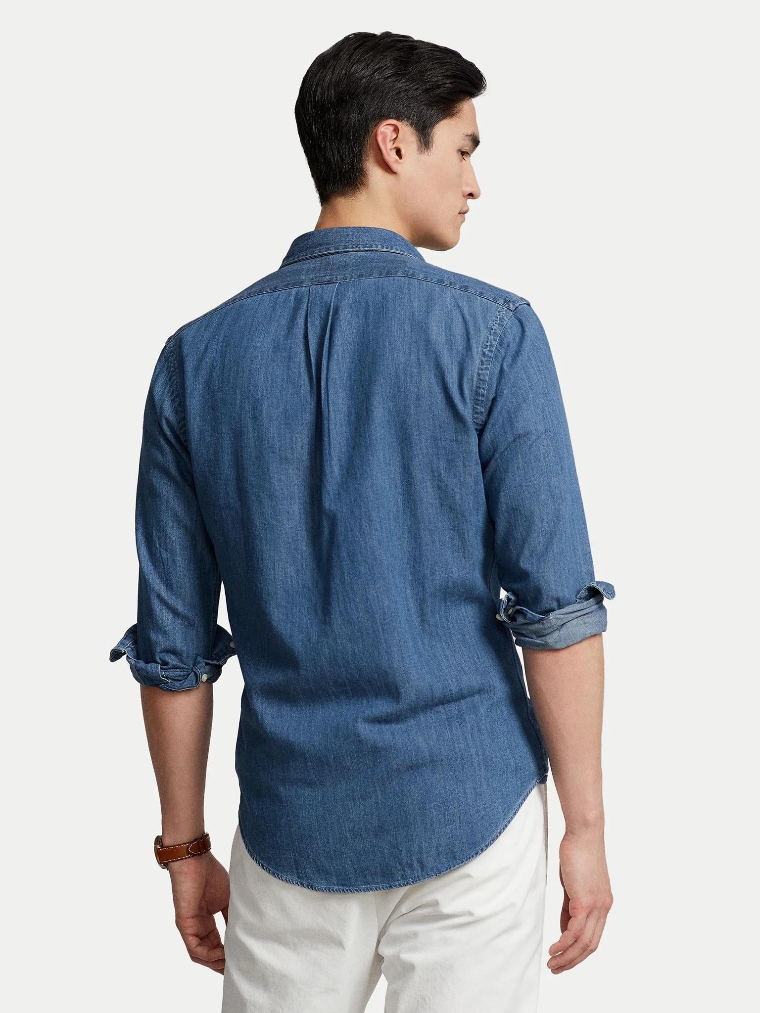 Camicia uomo in denim di puro cotone 710548539 001 RALPH LAUREN 