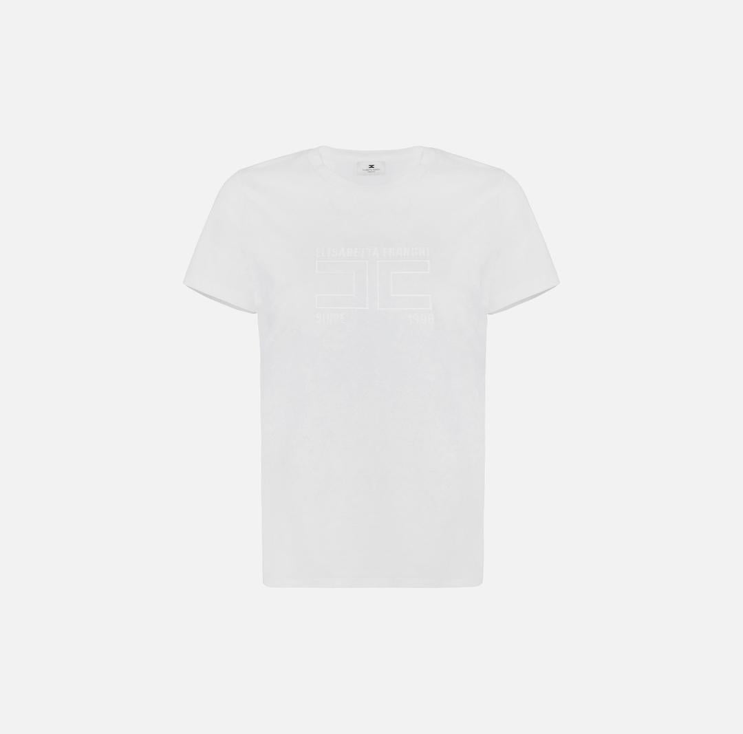 T-shirt in jersey con logo ricamato MA71G61E2 270 ELISABETTA FRANCHI 