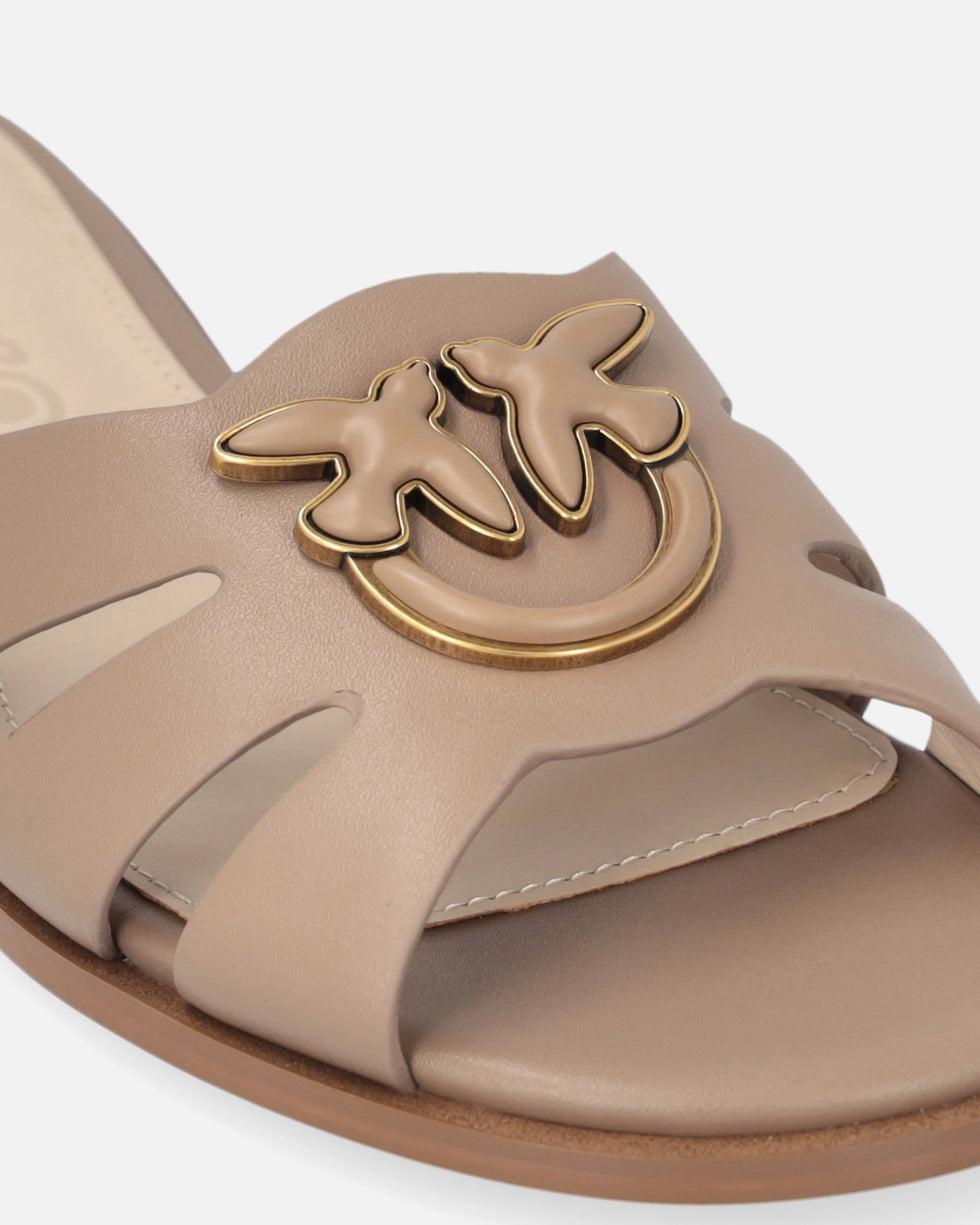 Ciabattine in pelle con logo Love Birds<BR/> SD0463P001 L15 PINKO 